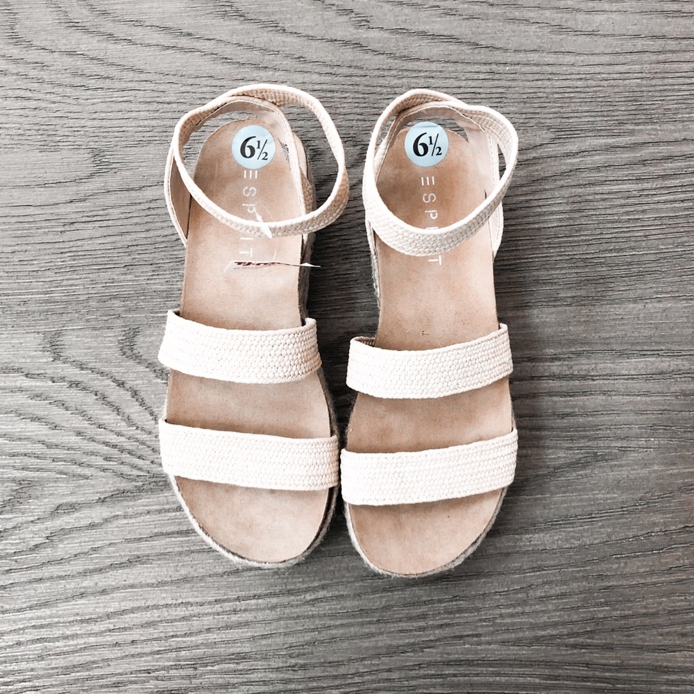 Cream/Light Pink Platform Sandals